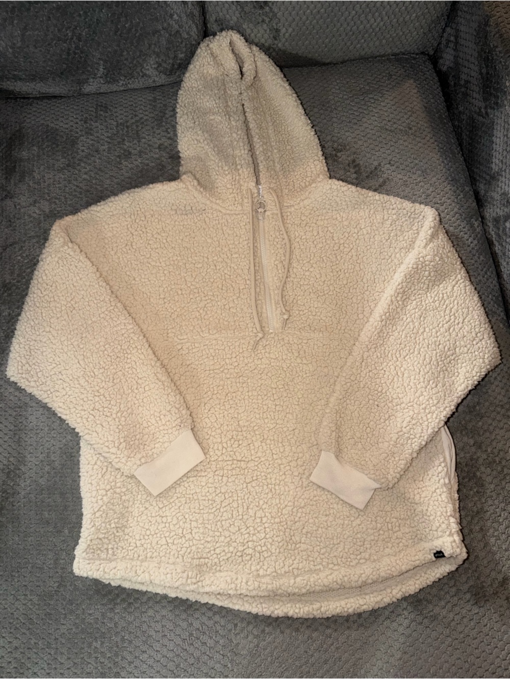 Victoria’s Secret PINK cream Sherpa Half-Zip Hoodie - Cream